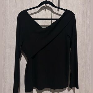 Women's Off The Shoulder Long Sleeve Cross Wrap Ribbed Knit Blouse - XL